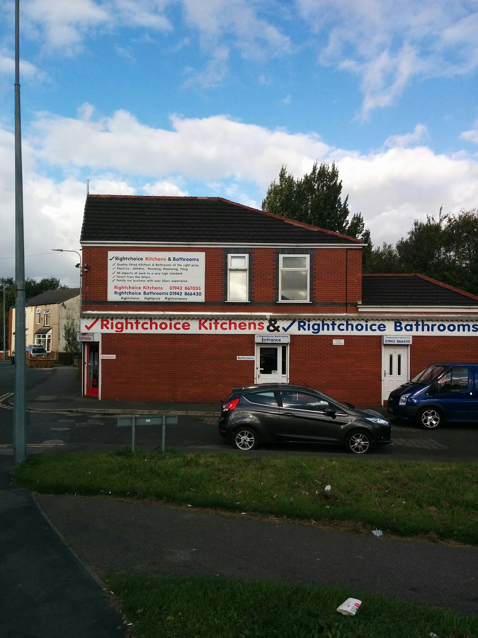 Right Choice Bathrooms premises on Walthew Lane, Platt Bridge, Wigan